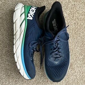 Hoka One One Clifton 7 Men's Navy Green White Athletic Shoes Size 9